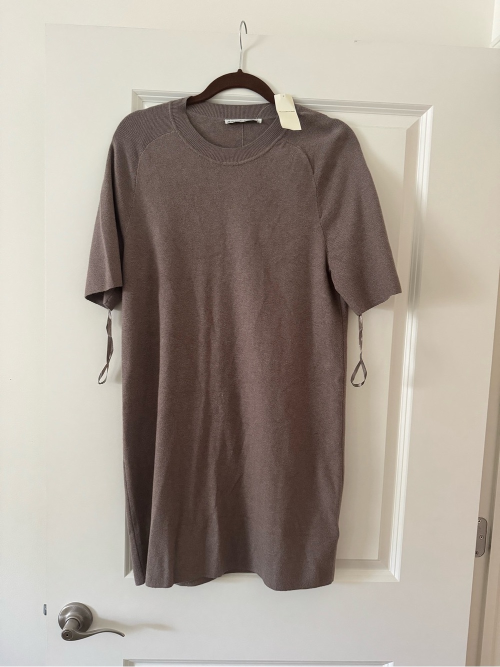 Abercrombie & Fitch Short Sleeve Knit Shirt Dress in Taupe